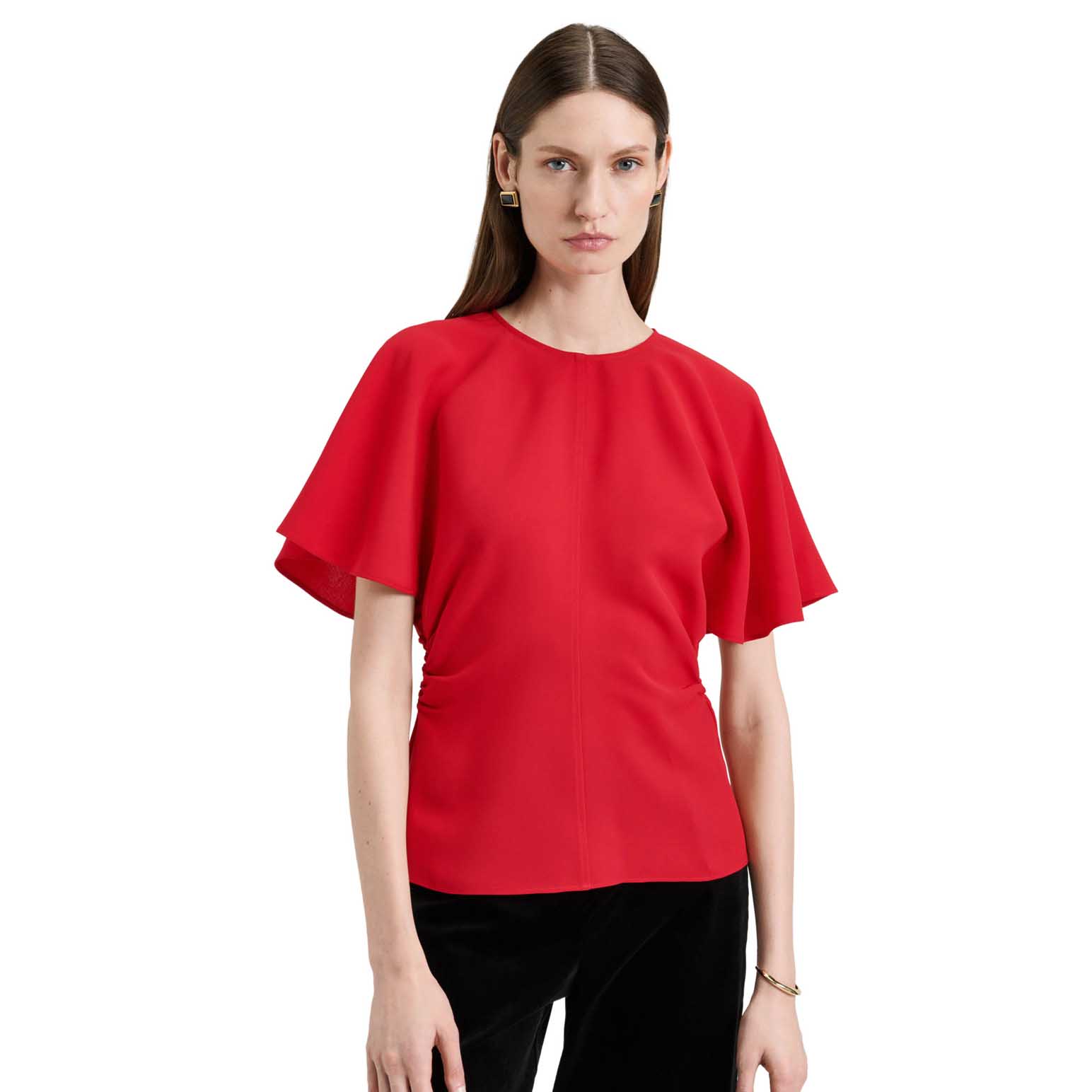 Veronika Maine Double Weave Flounce Sleeve Top